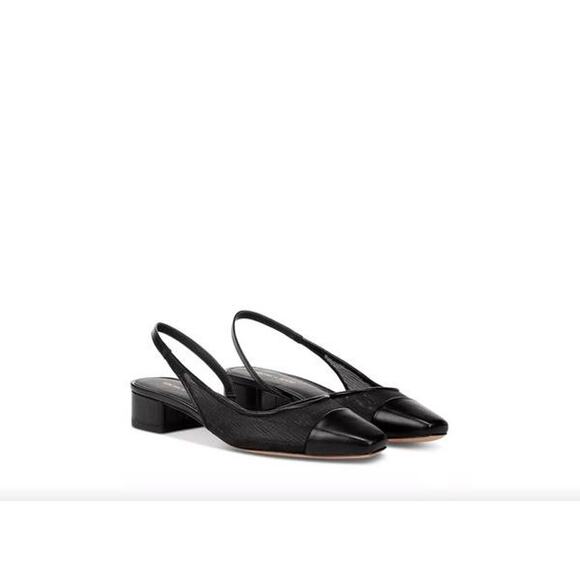 Veronica Beard Cecile Slingback Leather Mesh Shoes in Black 6 - Picture 2 of 5